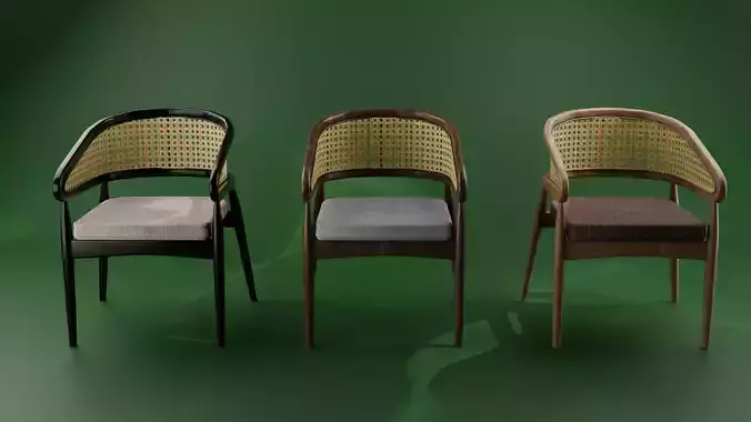 Cortes Straw Rattan Chair 3d model