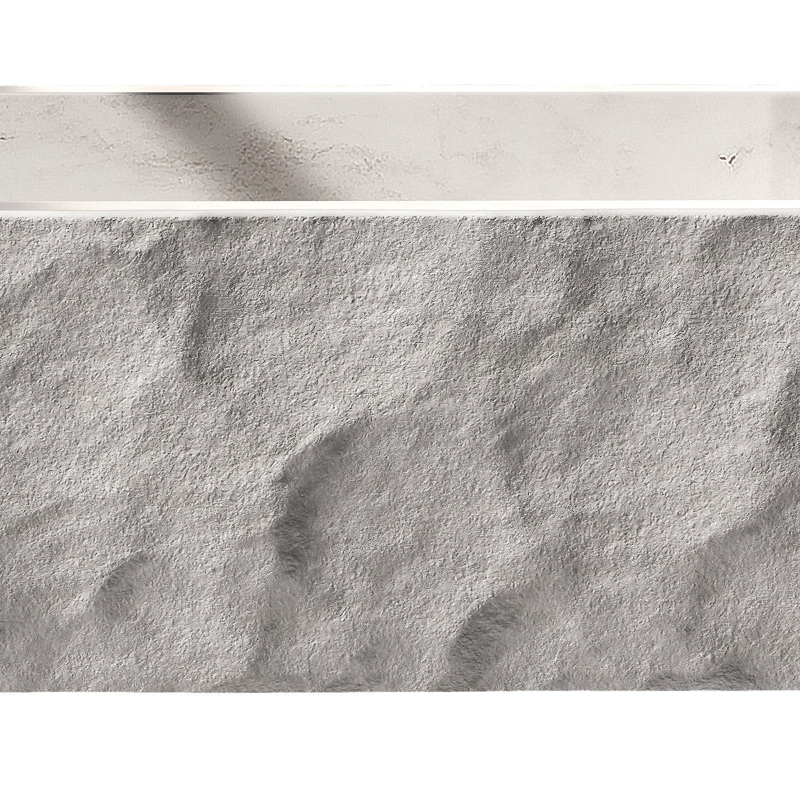 Sink made of natural white marble stone with rough rock edge 3D model_3