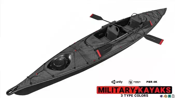 Military Combat kayaks  Package Low-poly 3D model
