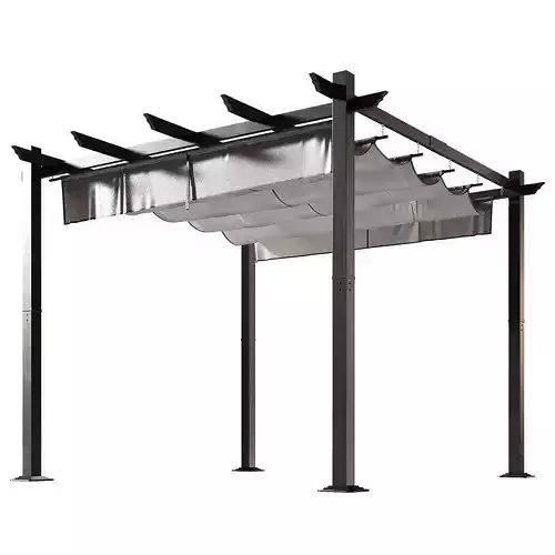 Metal pergola Gazebo with a sliding fabric canopy