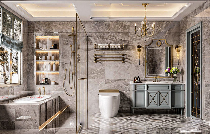Luxurious Modern Bathroom 3D model