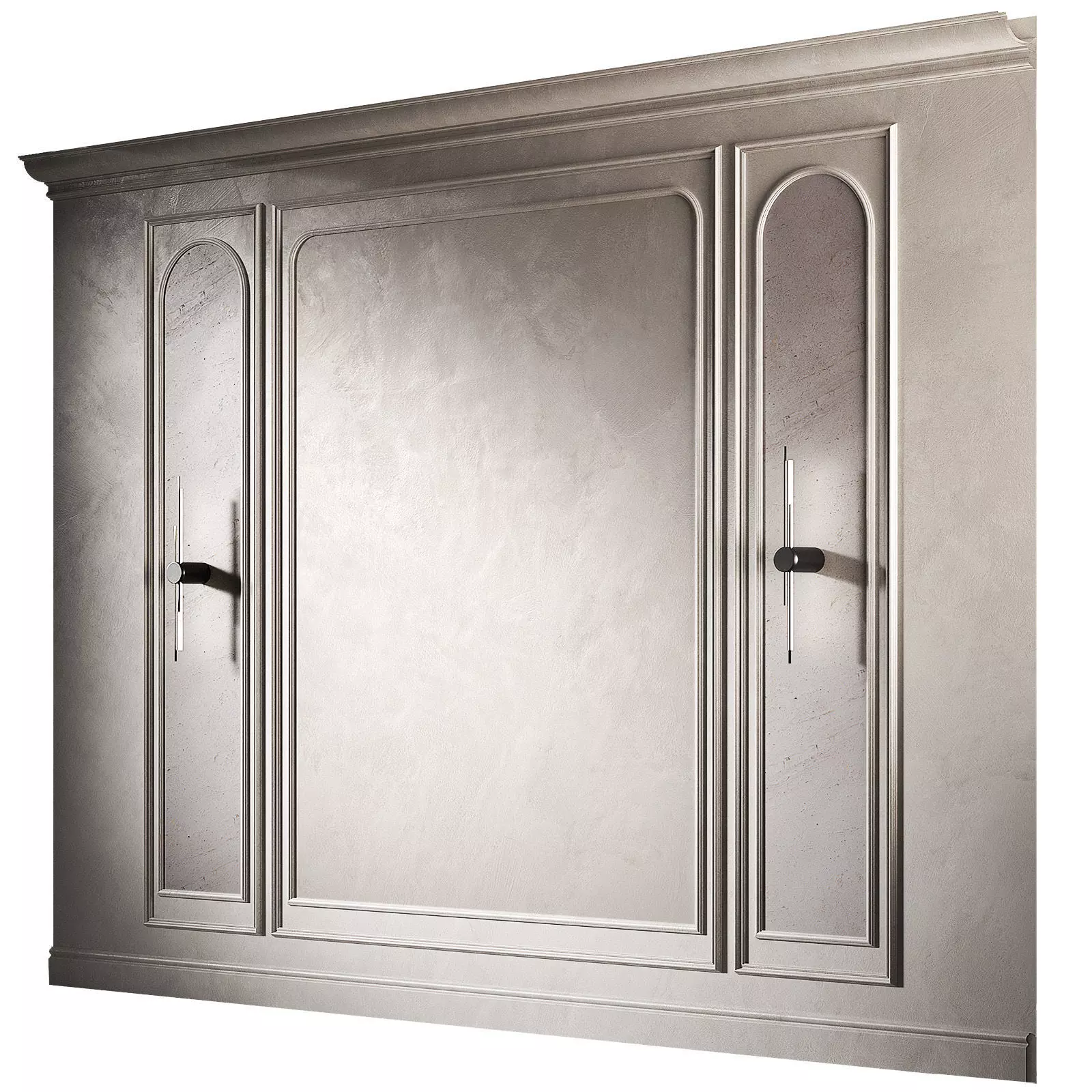 Wall decor panel set with moldings Half-round arches 3D model_0