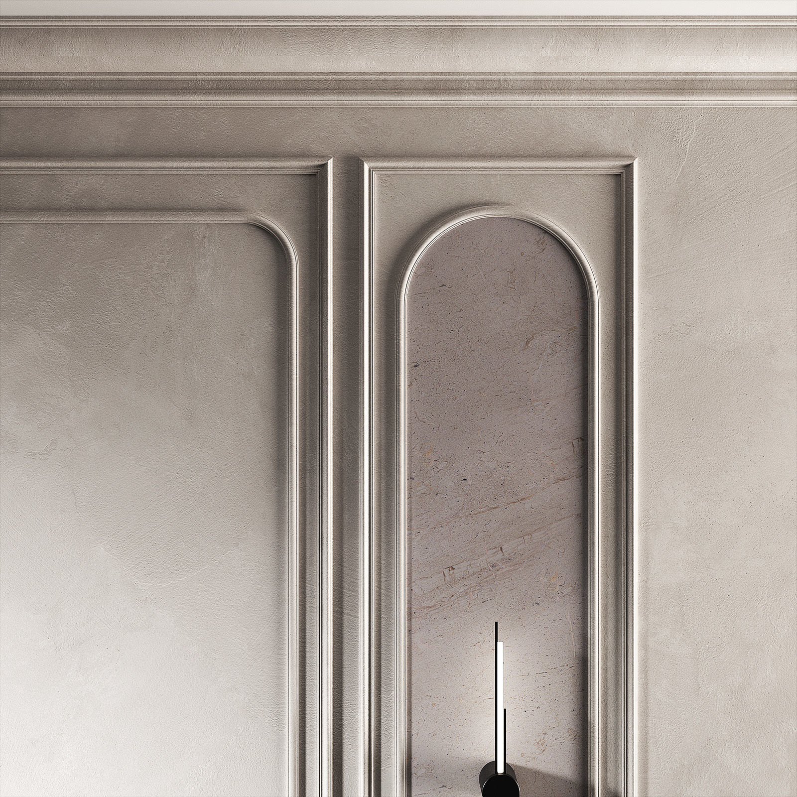 Wall decor panel set with moldings Half-round arches 3D model_2