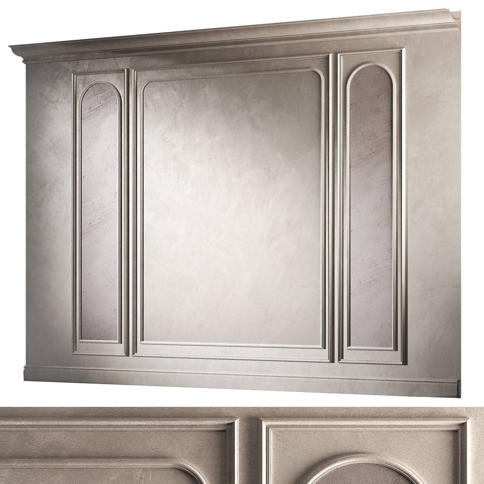 Wall decor panel set with moldings Half-round arches 3D model_5