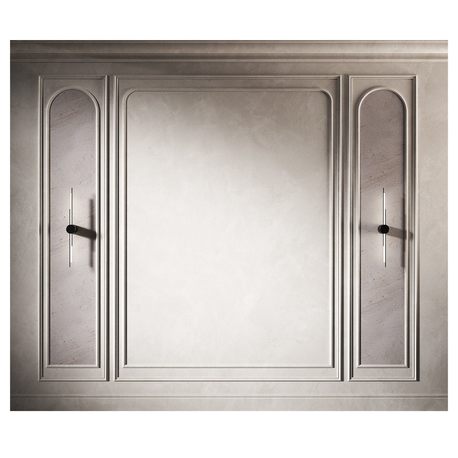 Wall decor panel set with moldings Half-round arches 3D model_1