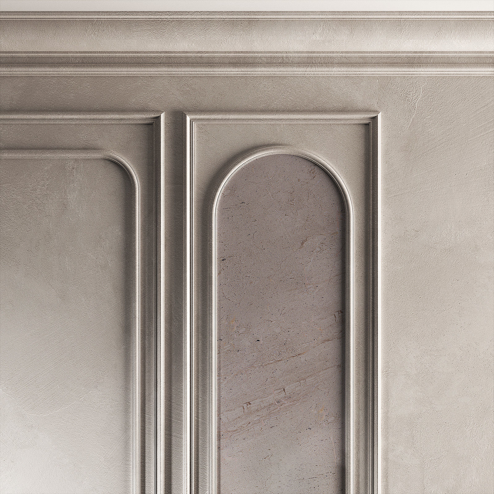 Wall decor panel set with moldings Half-round arches 3D model_3