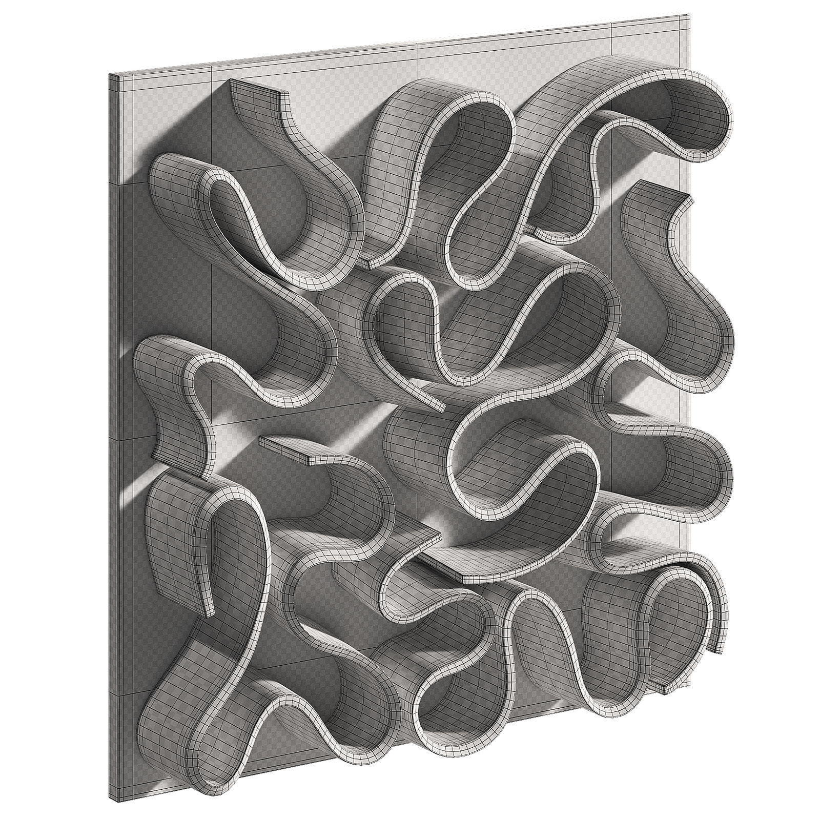 Wall art Abstract folded ceramic relief 3D model_5