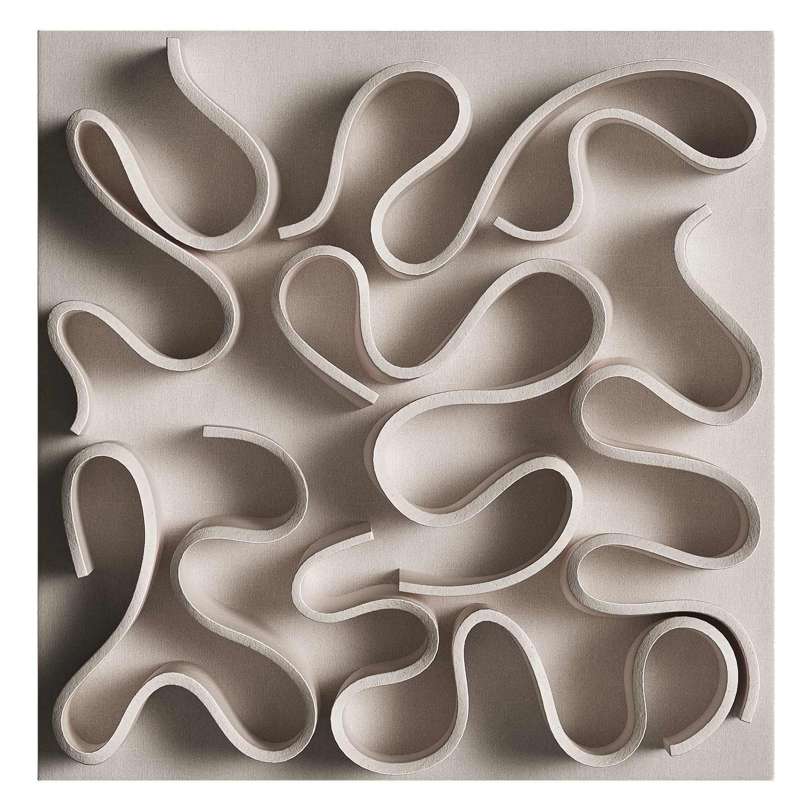 Wall art Abstract folded ceramic relief 3D model_1