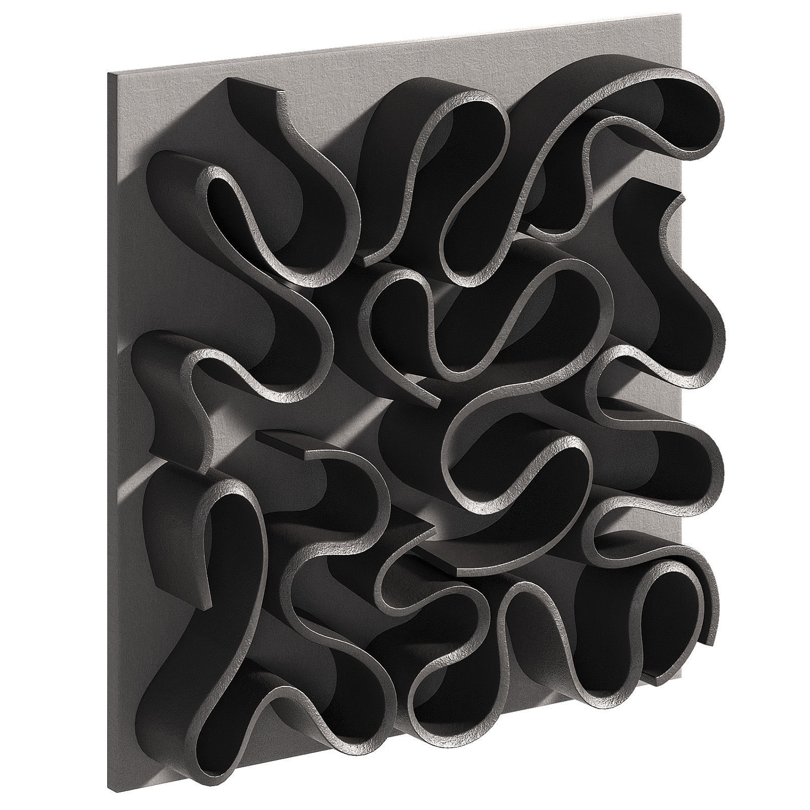 Wall art Abstract folded ceramic relief 3D model_2