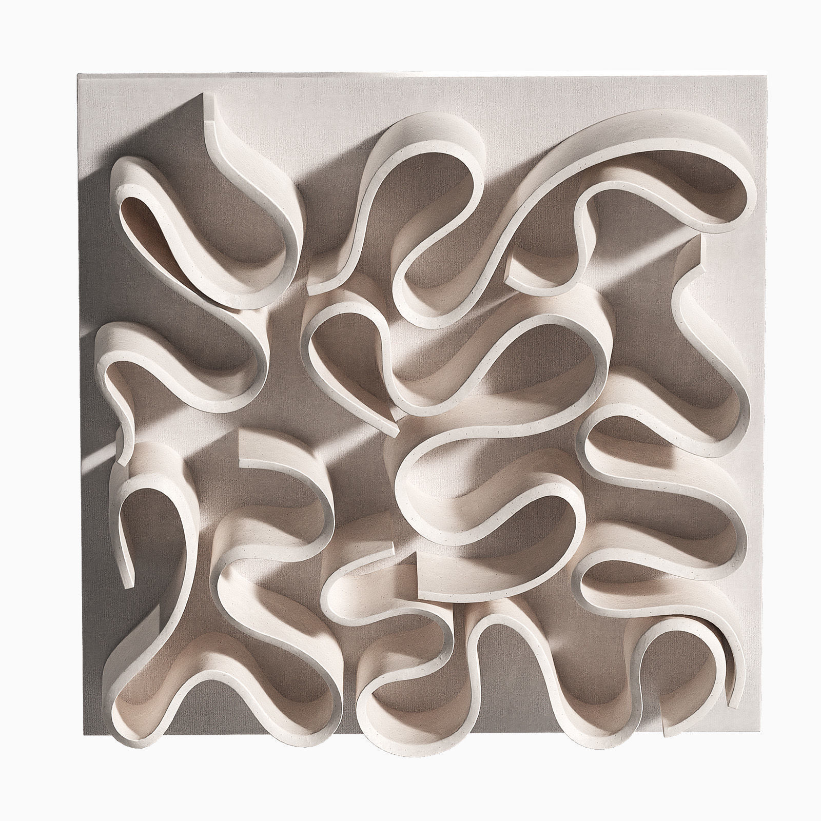 Wall art Abstract folded ceramic relief 3D model_4