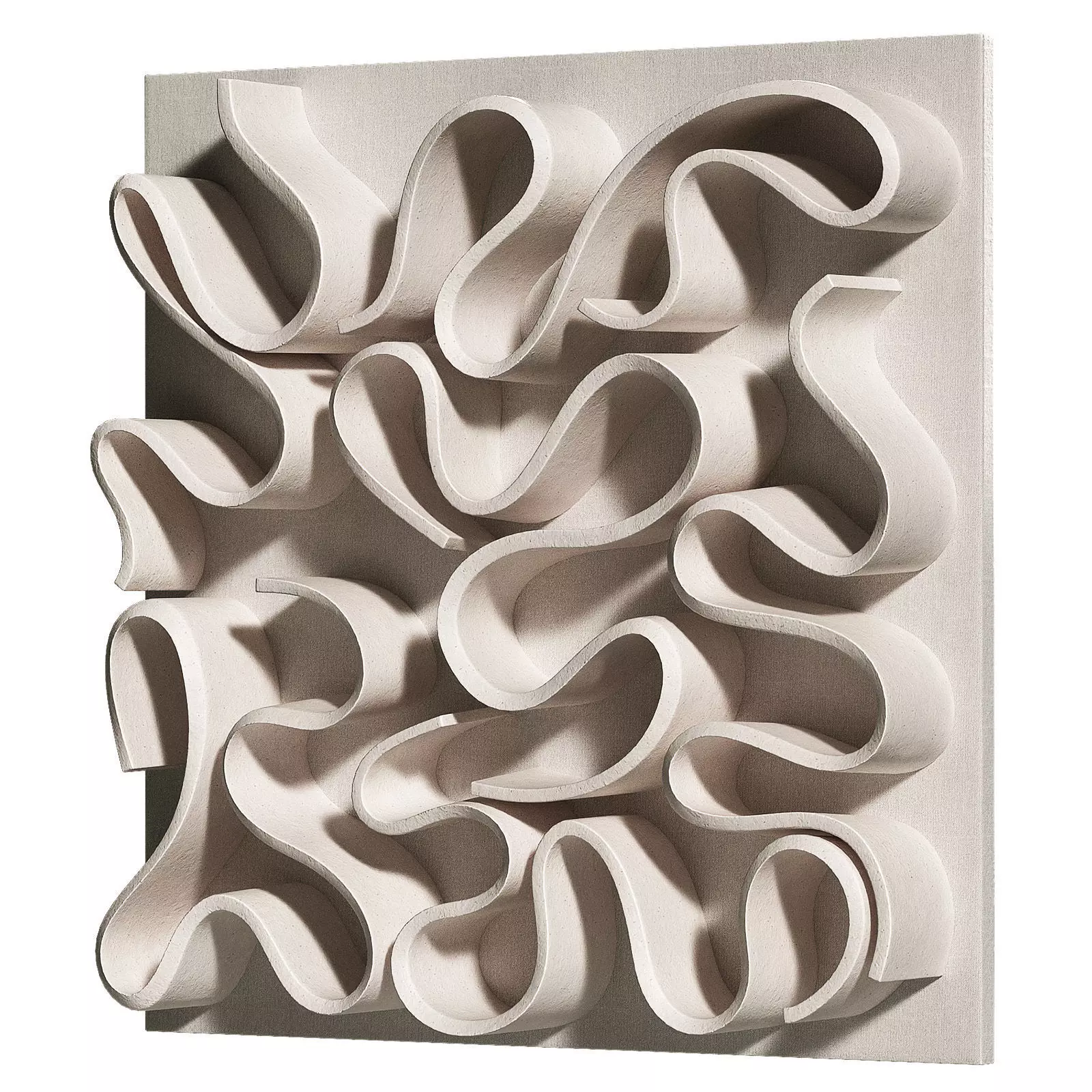 Wall art Abstract folded ceramic relief 3D model_0