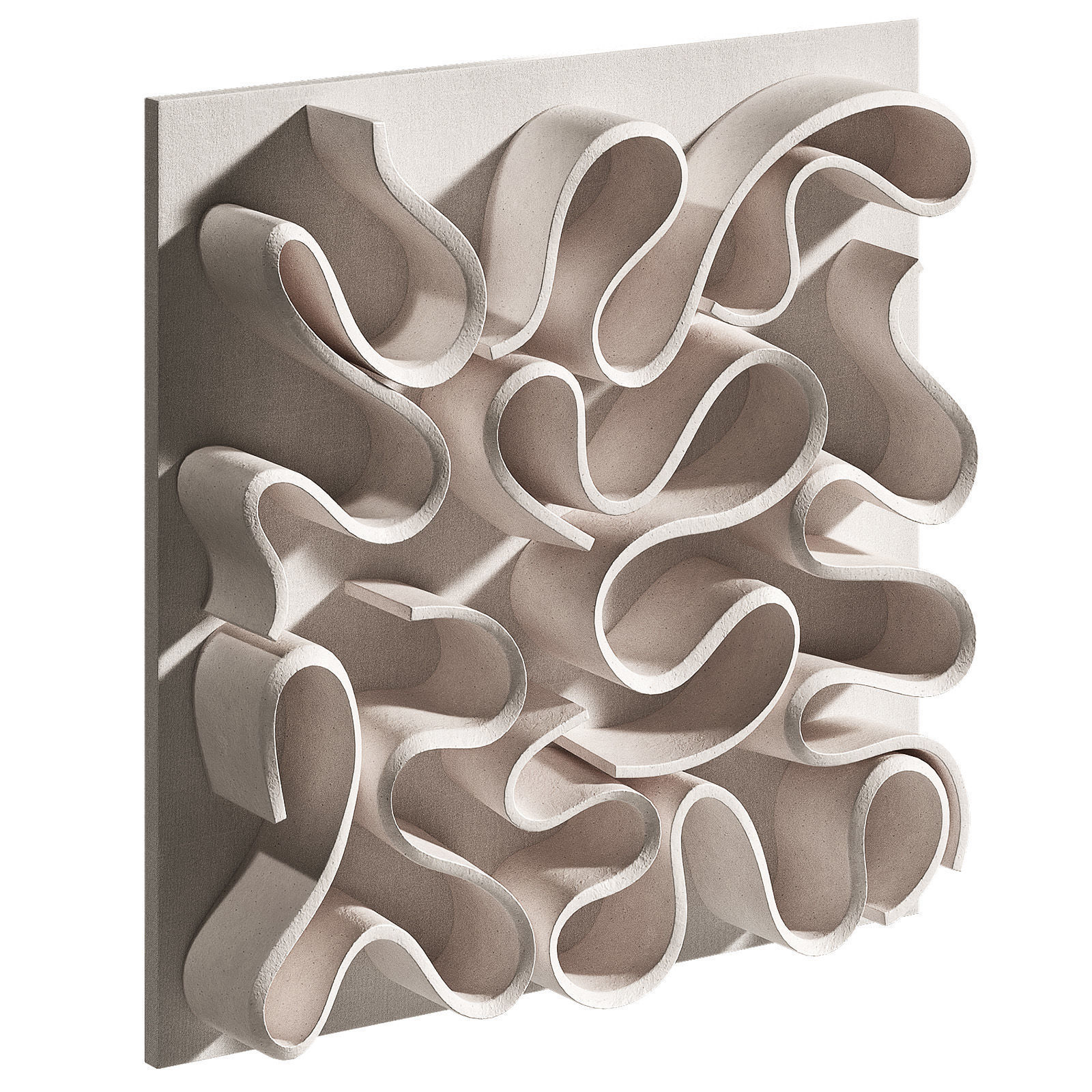 Wall art Abstract folded ceramic relief 3D model_3