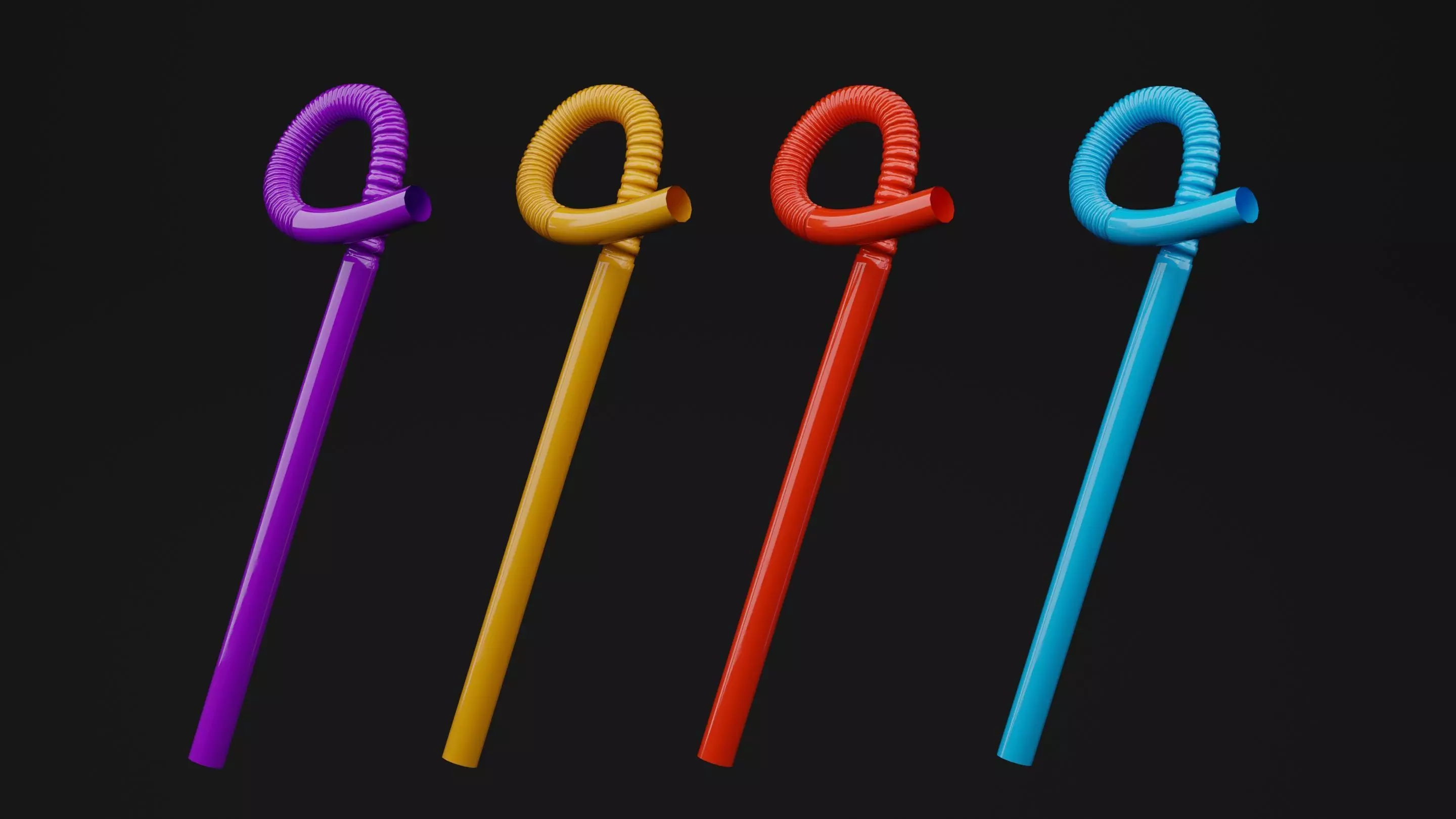 Drinking Straw Low-poly 3D model_0