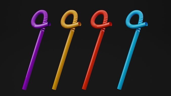 Drinking Straw Low-poly 3D model