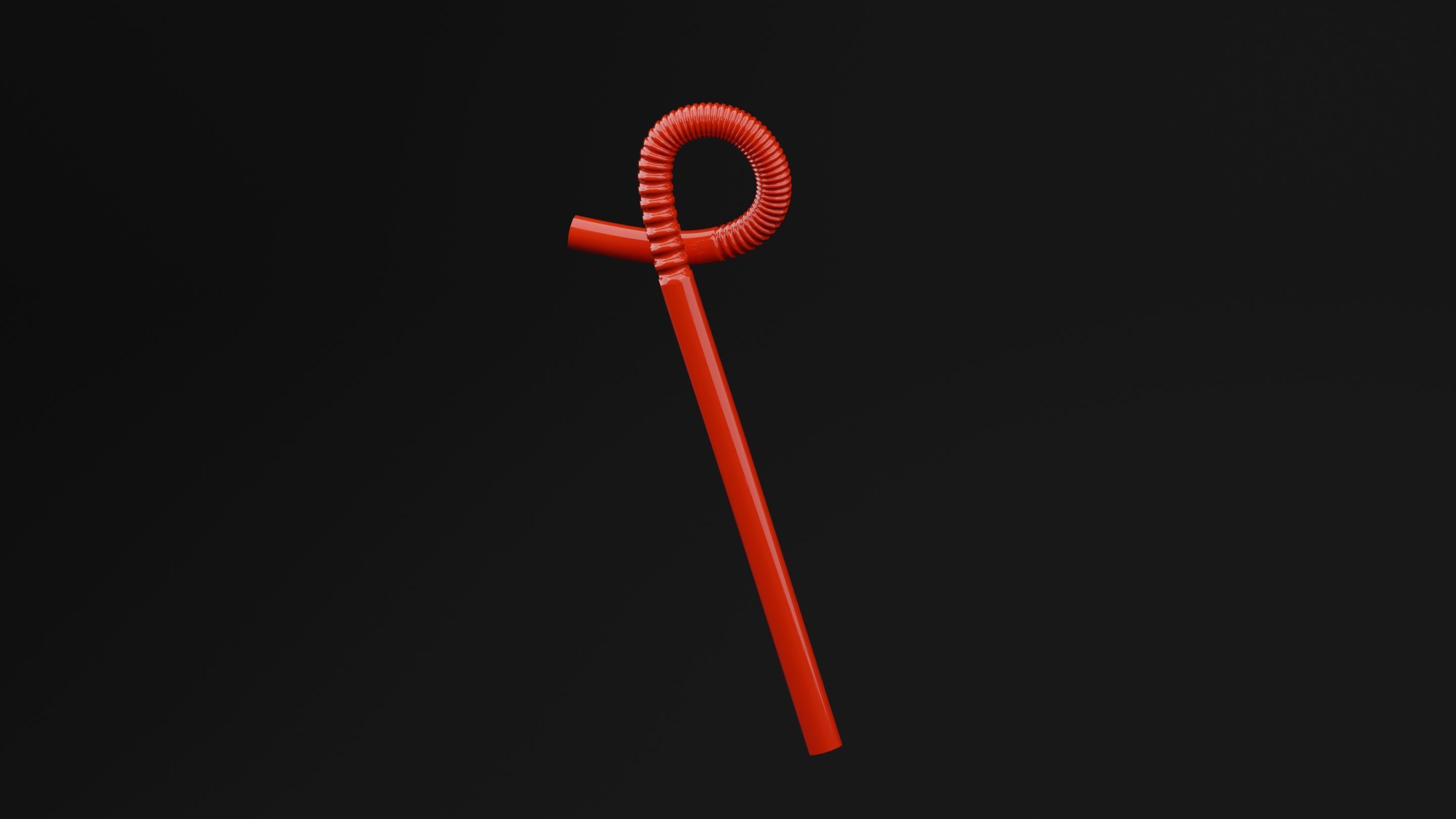Drinking Straw Low-poly 3D model_7