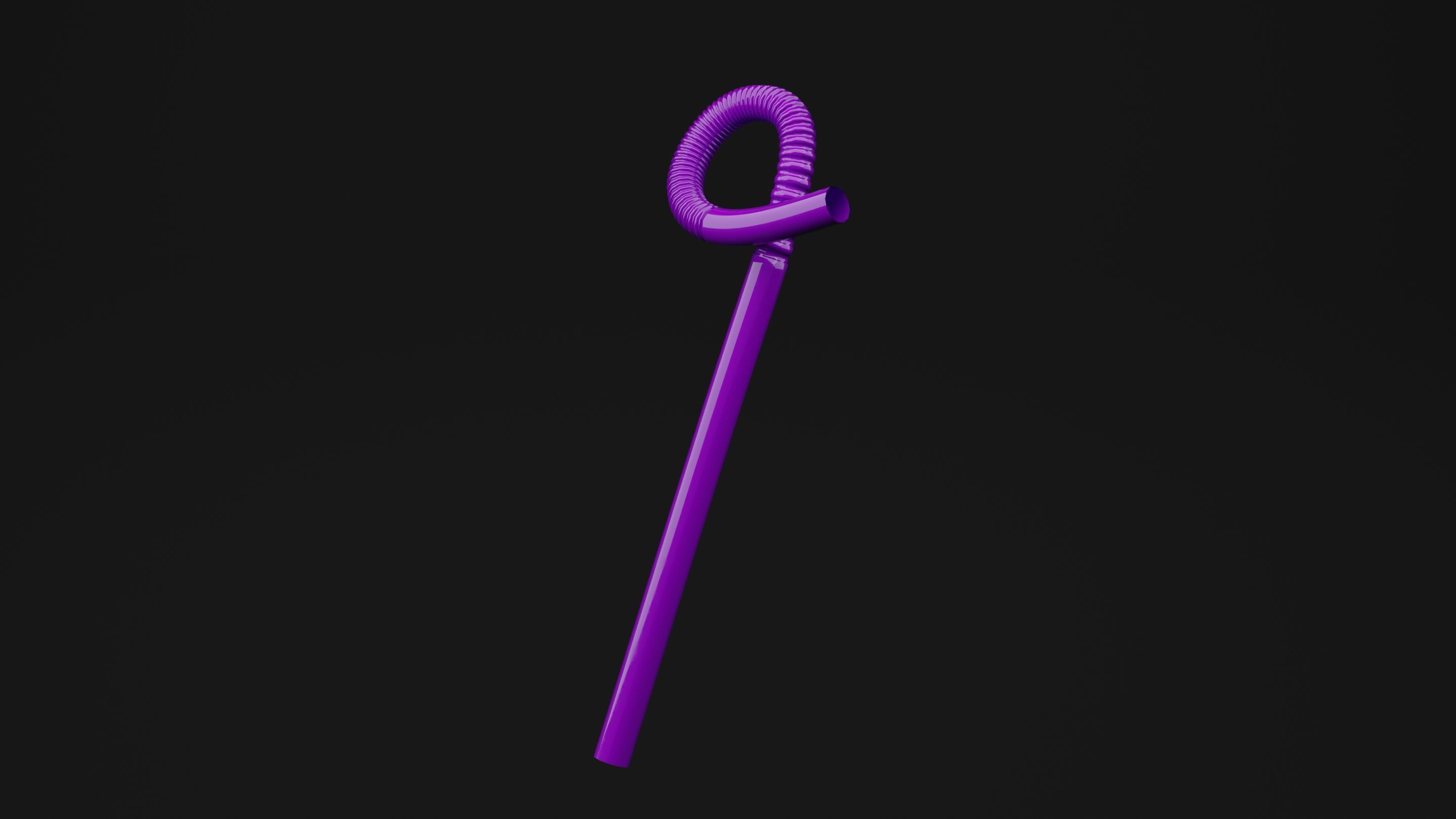 Drinking Straw Low-poly 3D model_1