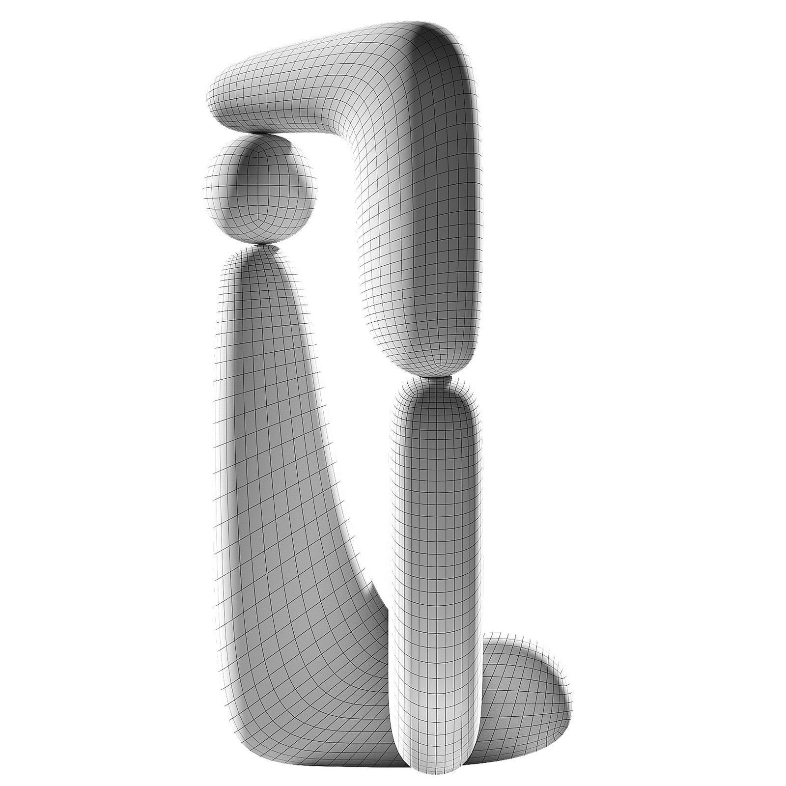 Modern abstract sculpture 2 material options 3D model_6
