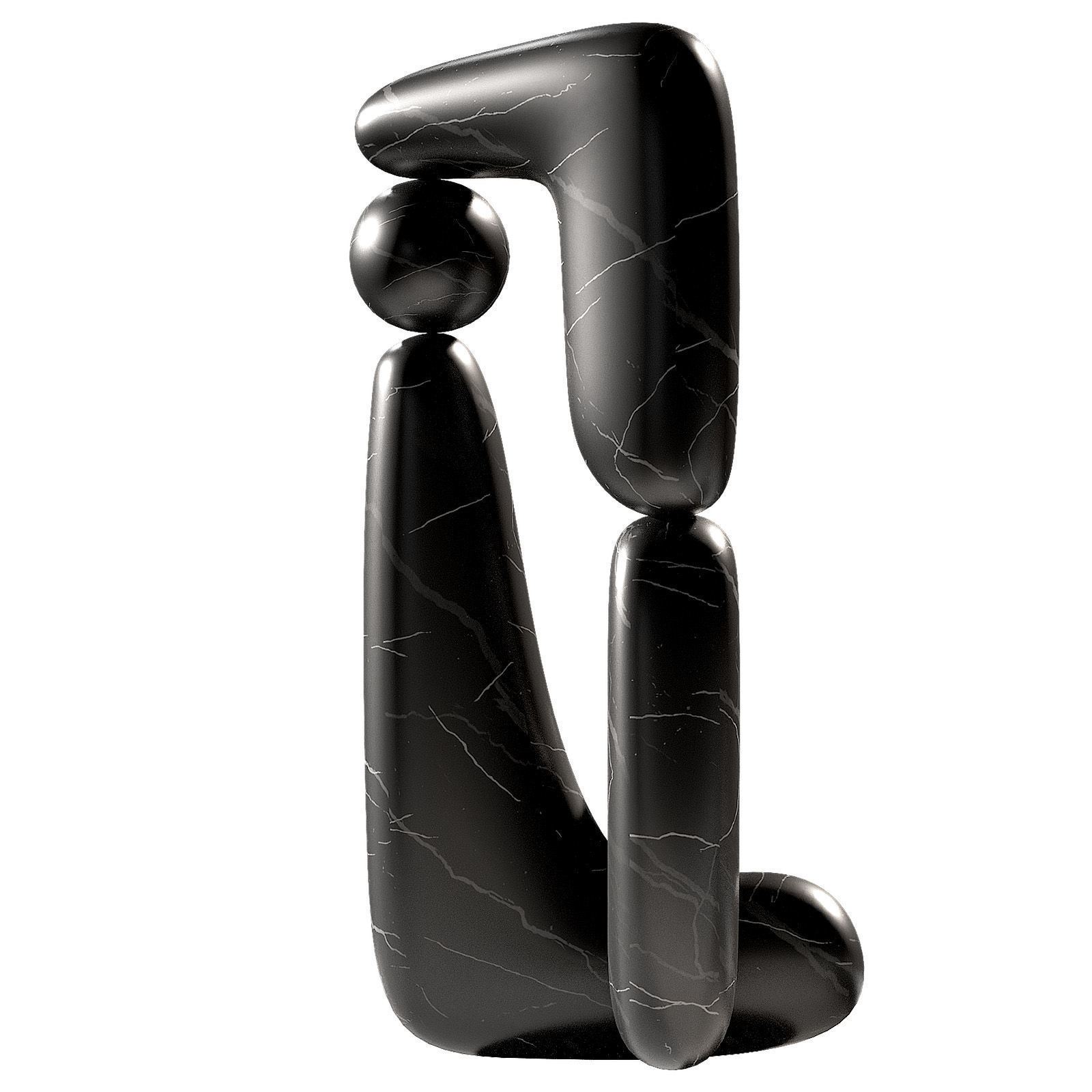 Modern abstract sculpture 2 material options 3D model_4