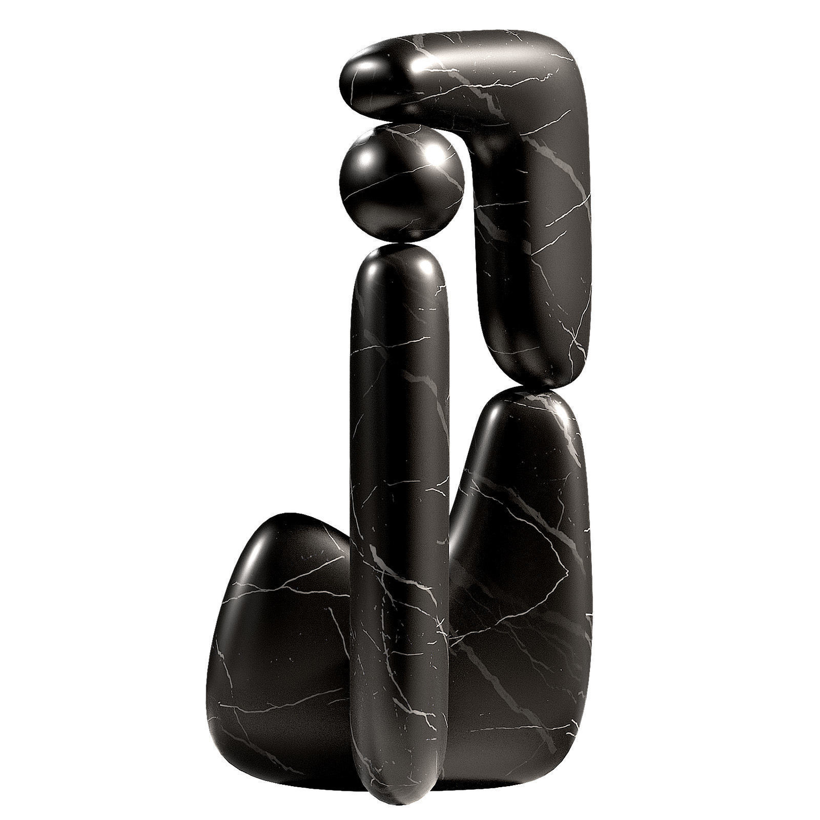 Modern abstract sculpture 2 material options 3D model_3