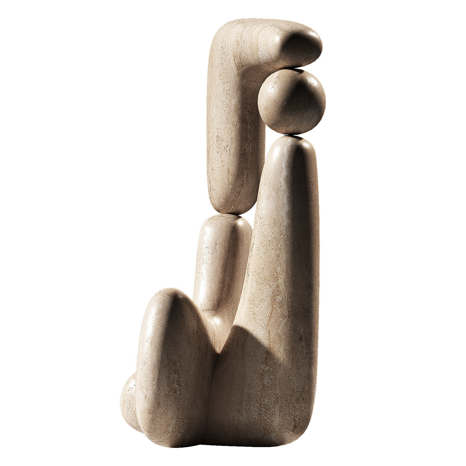 Modern abstract sculpture 2 material options 3D model_2