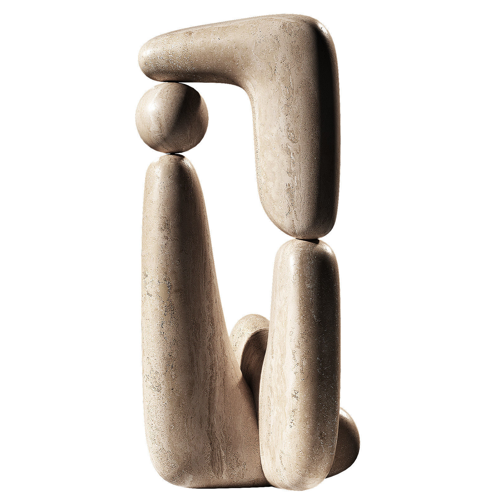 Modern abstract sculpture 2 material options 3D model_1