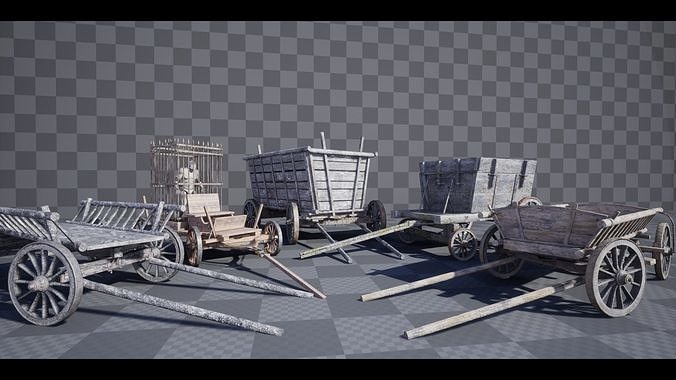 The Carts Pack 5 in 1 Low-poly 3D model