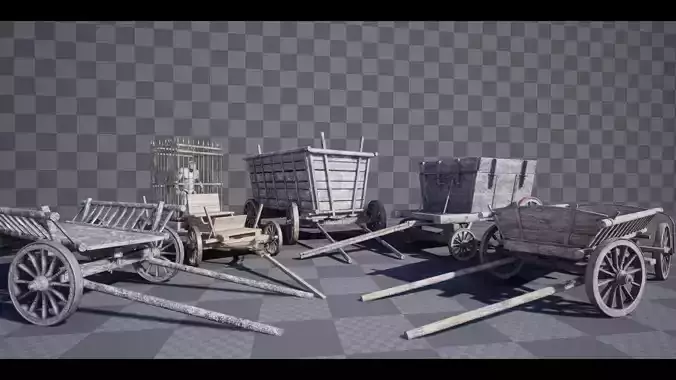 The Carts Pack 5 in 1 Low-poly 3D model