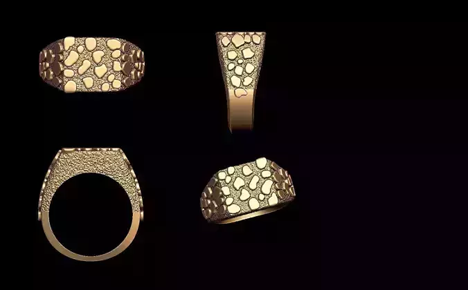 Plain Gold Nugget Ring 3D print model