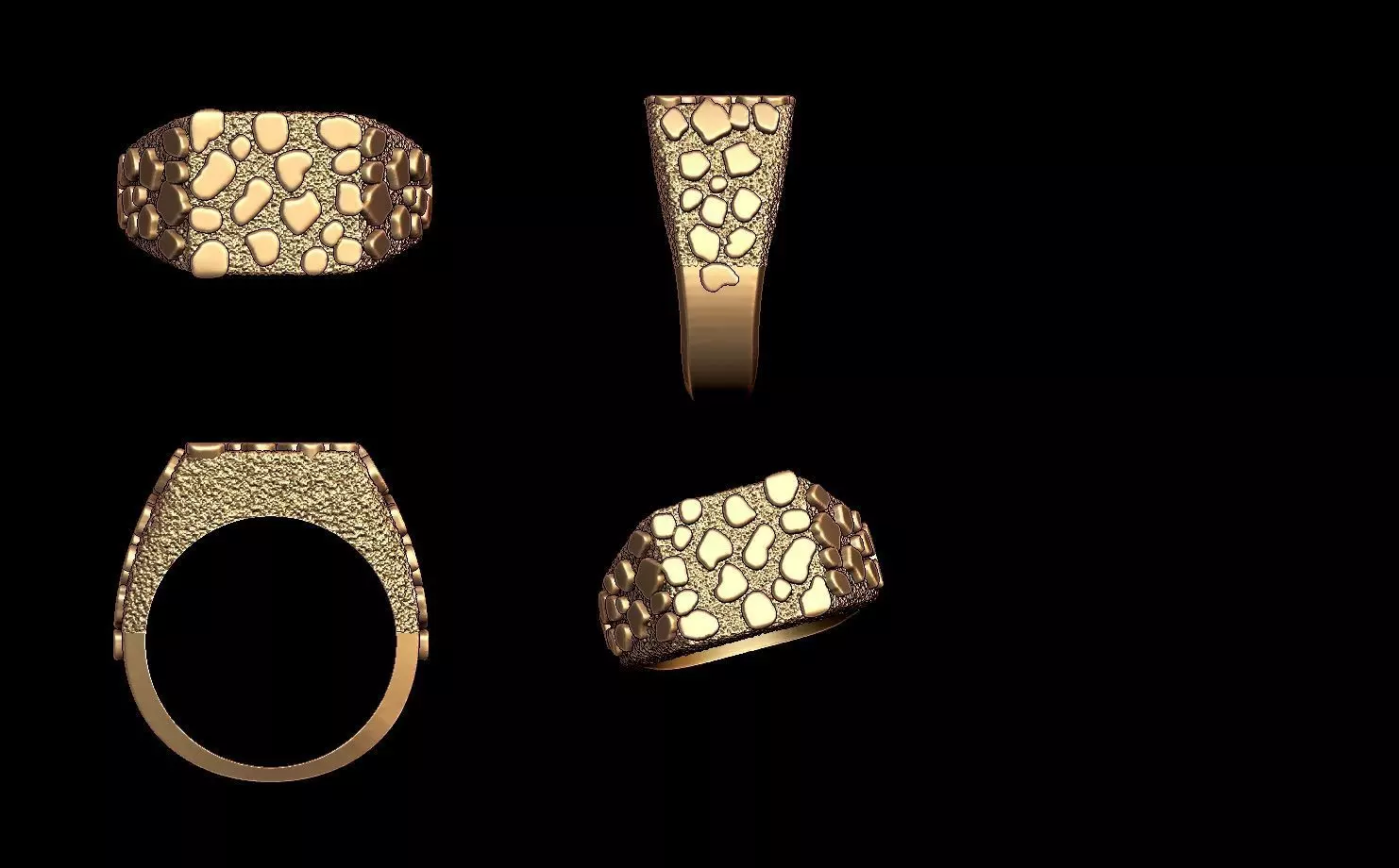 Plain Gold Nugget Ring 3D print model 3D print model_0