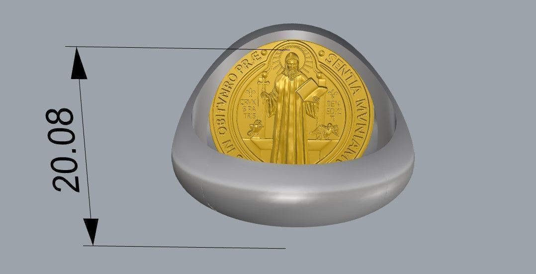 St Benedict Ring 3D print model_1