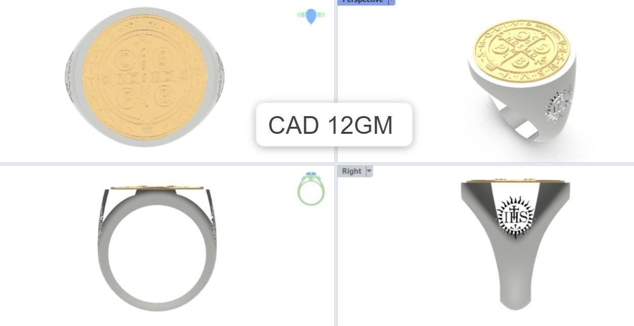 St Benedict Ring 3D print model_4