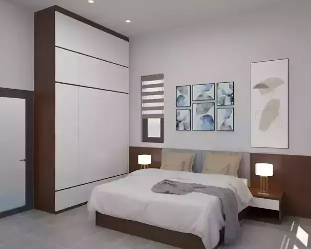 Resident Bed Felt Headboard Free 3D model