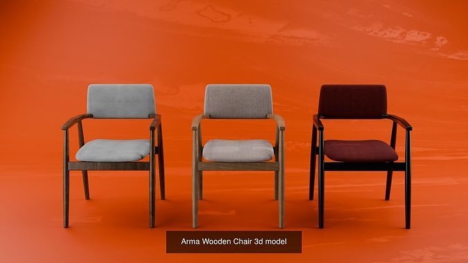 Wooden Chair Pack 3D Models Game Ready Furniture Set 4