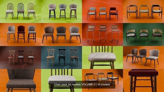 Chair pack 3d models VOLUME II 3D Model Collection