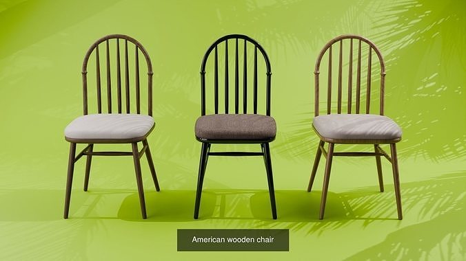 Wooden Chair Pack 3D Models Game Ready Furniture Set 2