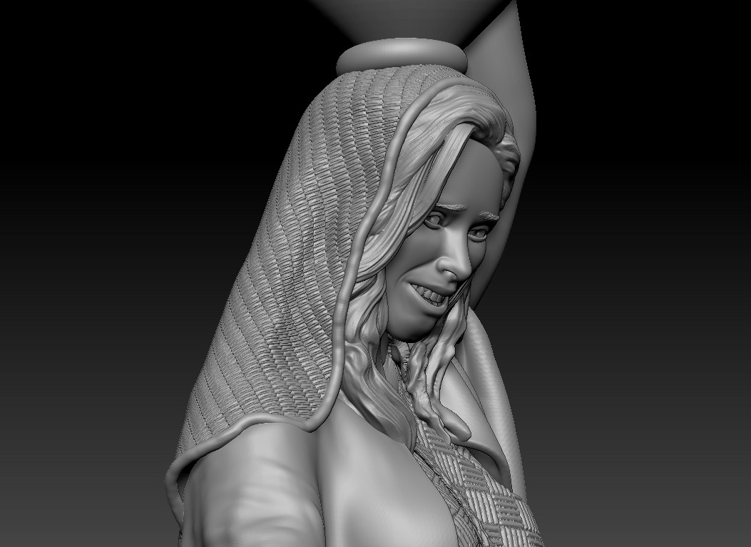 Woman with amphora giving water to a child - printable 3D print model_8