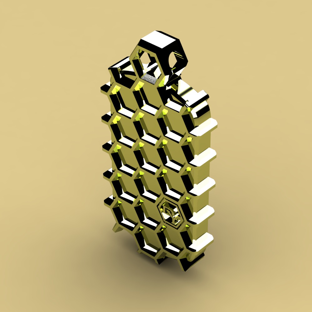 David Yurman Honey Comb Tag 3D print model_5