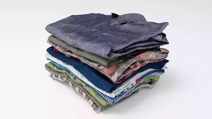 Pile or stack of folded shirts polo Generic casual wardrobe  3D model
