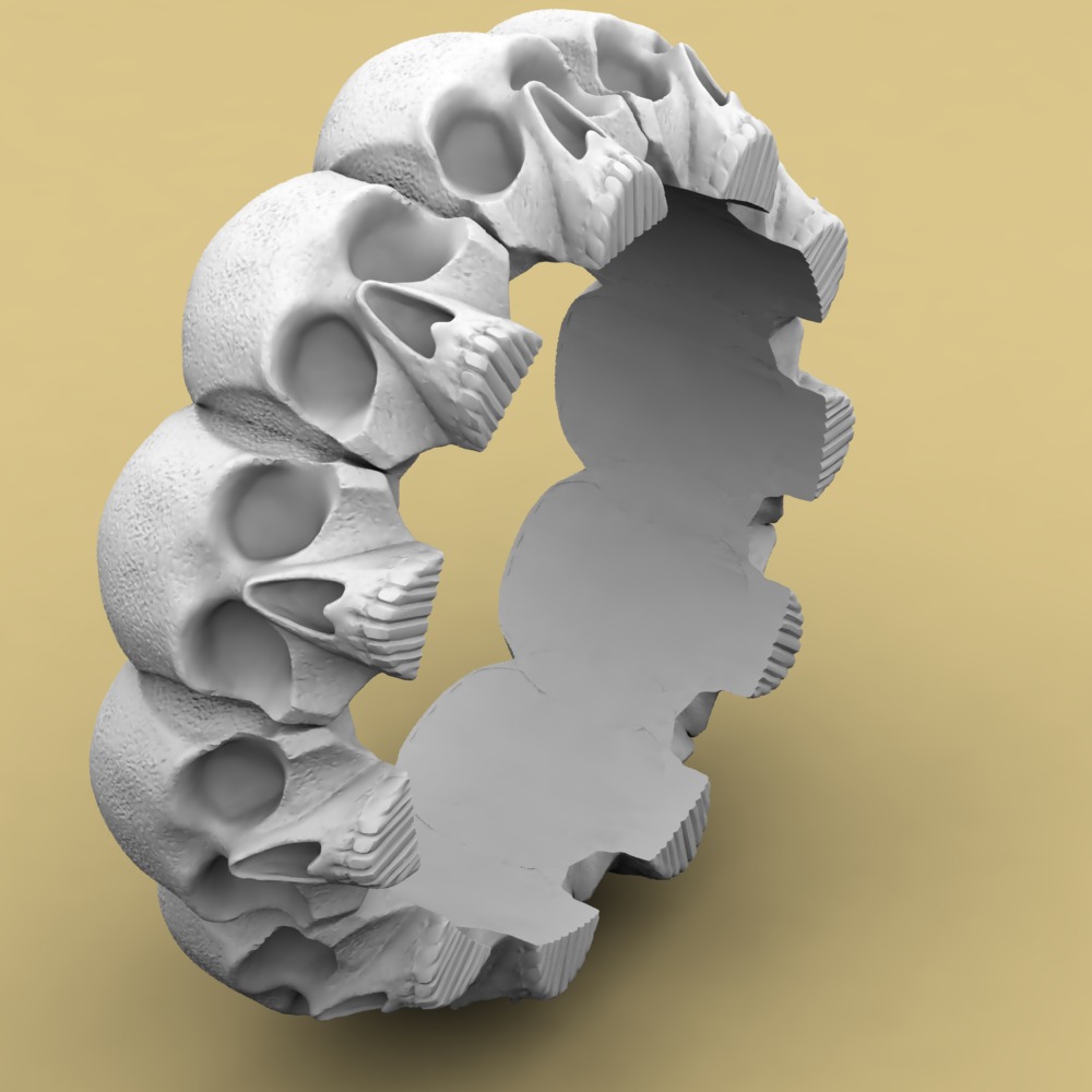 David Yurman Memento Mori Skull Band Ring 3D print model_2