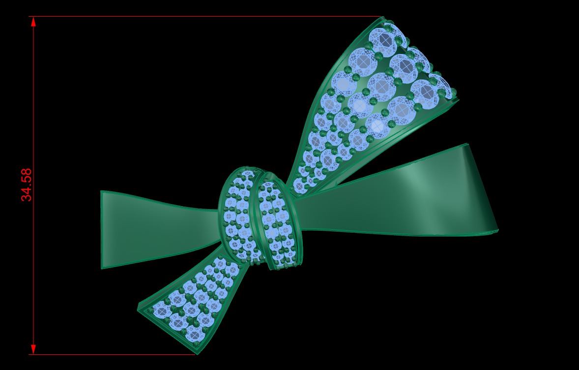 Ribbon Diamonds Ring  3D print model_3
