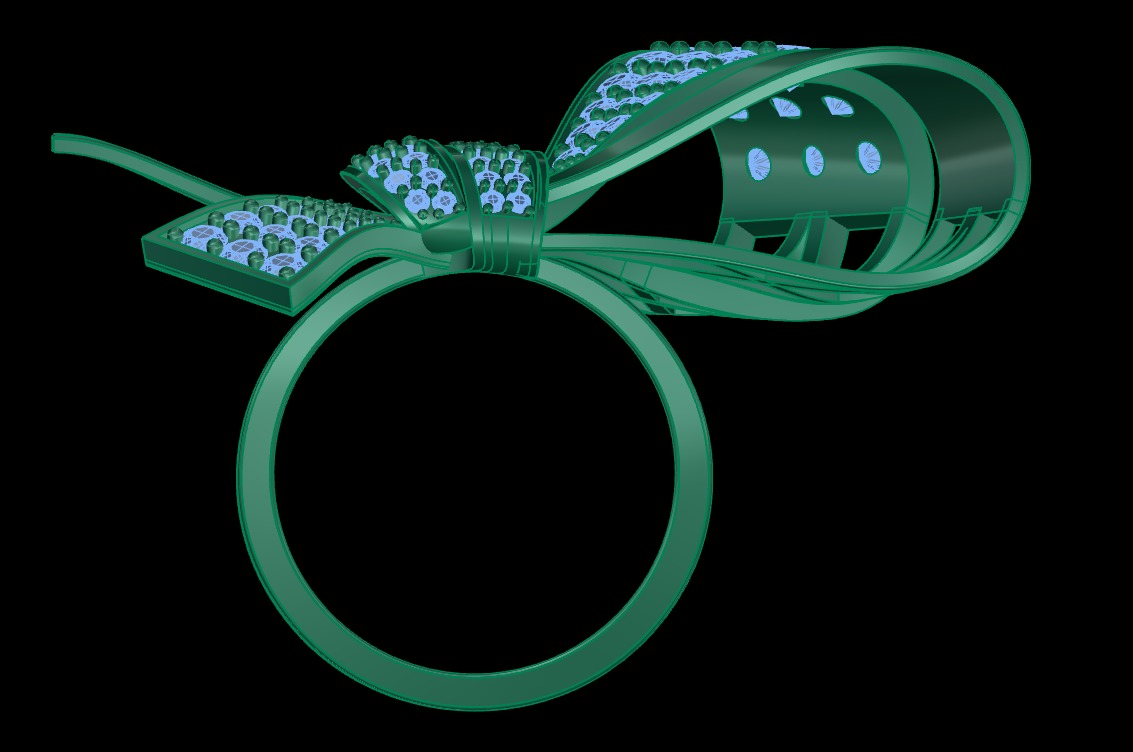 Ribbon Diamonds Ring  3D print model_4