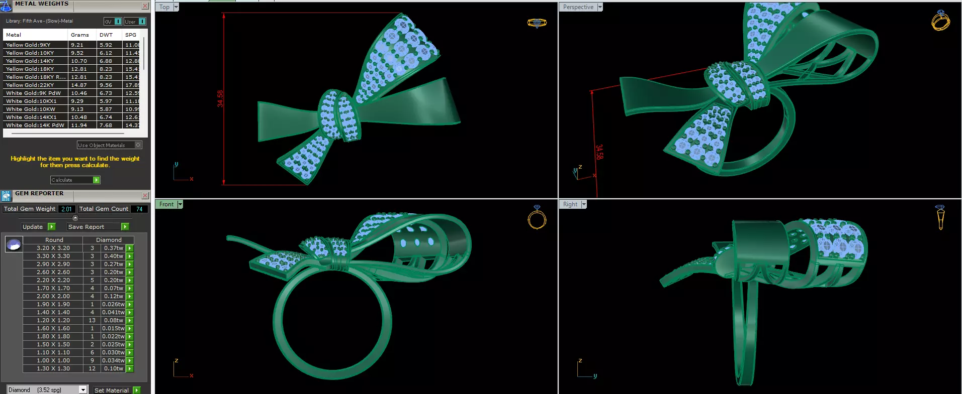 Ribbon Diamonds Ring  3D print model_0