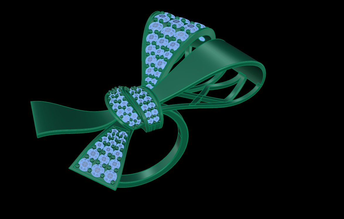 Ribbon Diamonds Ring  3D print model_5