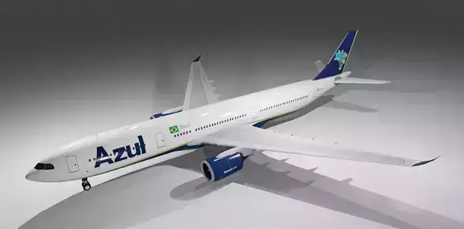 Azul airlines airbus a330-900neo model with cockpit Low-poly 3D model