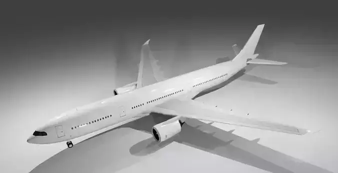 Airbus a330-900neo plain white model with cockpit Low-poly 3D model