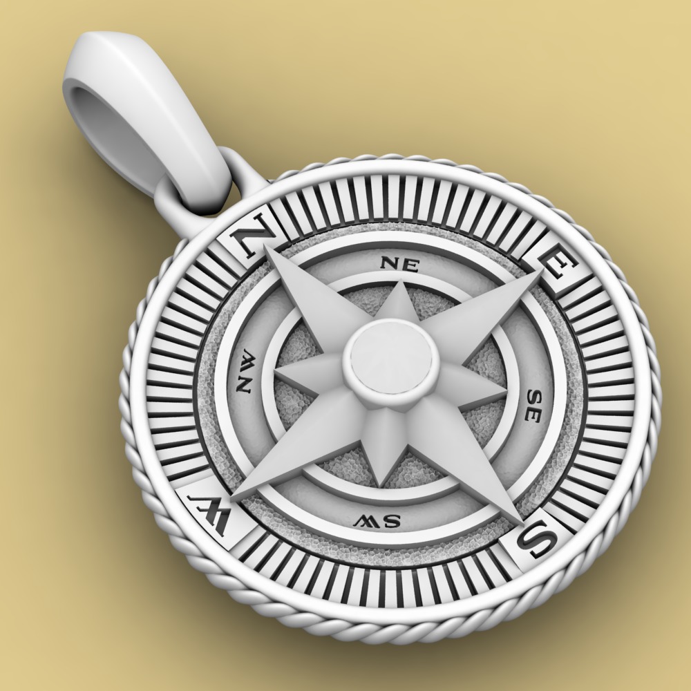 David Yurman Martime Compass Amulet 3D print model_4