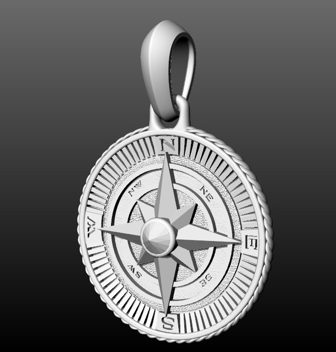 David Yurman Martime Compass Amulet 3D print model_12