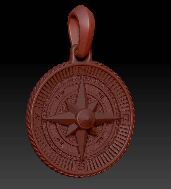 David Yurman Martime Compass Amulet 3D print model_14
