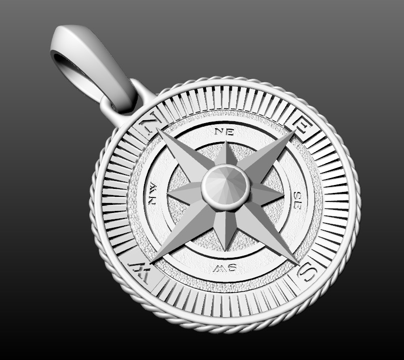 David Yurman Martime Compass Amulet 3D print model_11