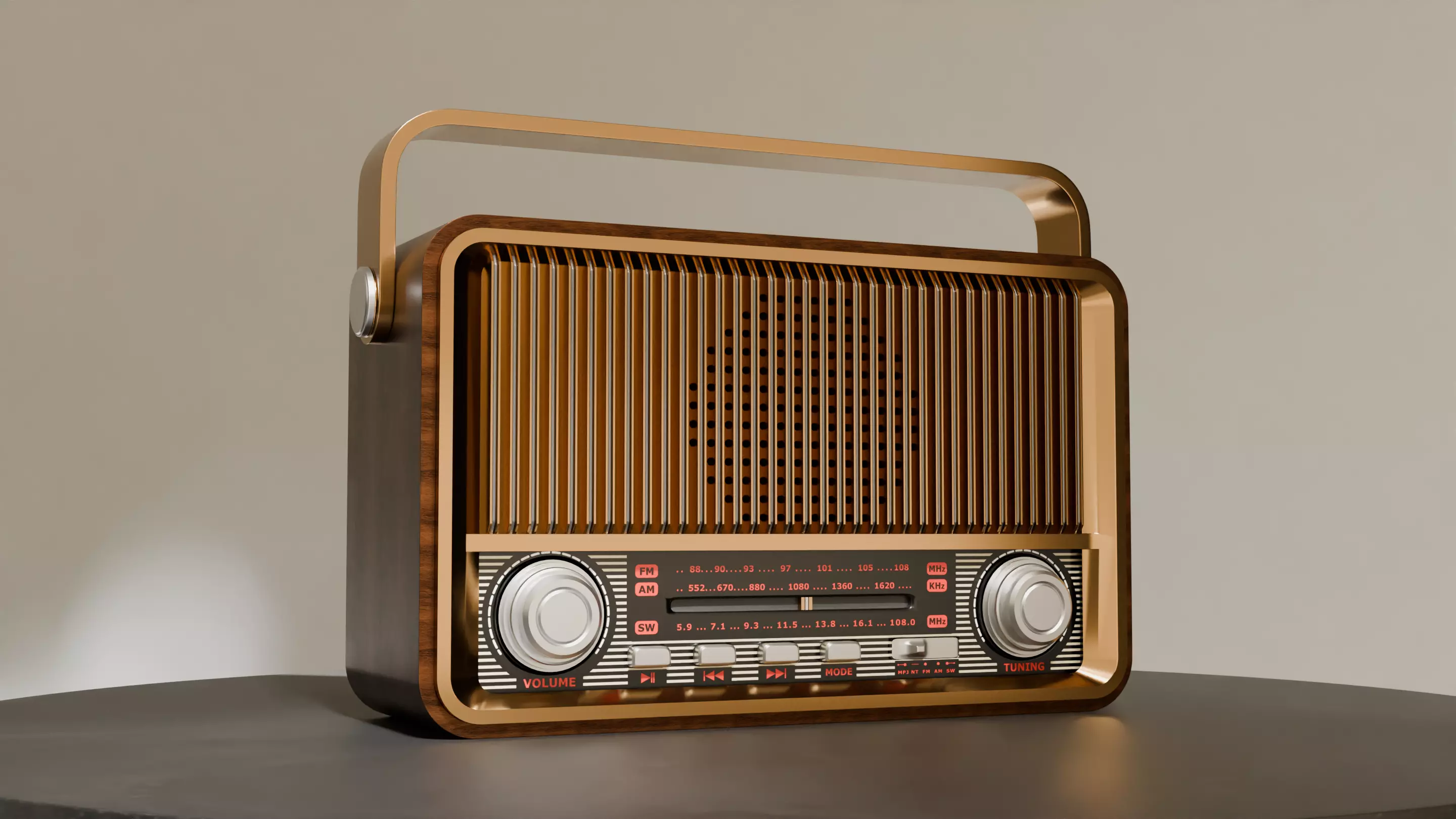 Wooden Home Bluetooth Am  - Fm SW Multiband Portable Radio 3D model_0